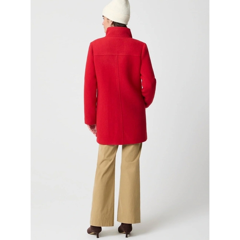 J.Crew City Coat with Button Neck in Classic Cardinal Red Wool Knit 14 - Picture 5 of 11